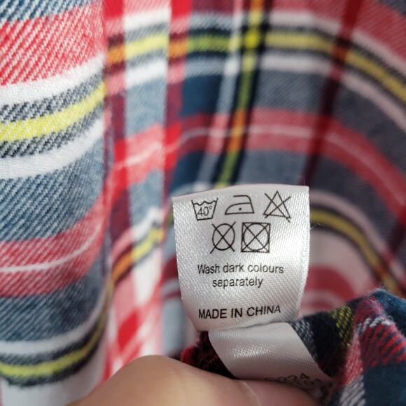 The 1 For U Plaid Flannel Lace Trim Ruffle Hem Nightgown sz M red multi classic - Picture 8 of 9